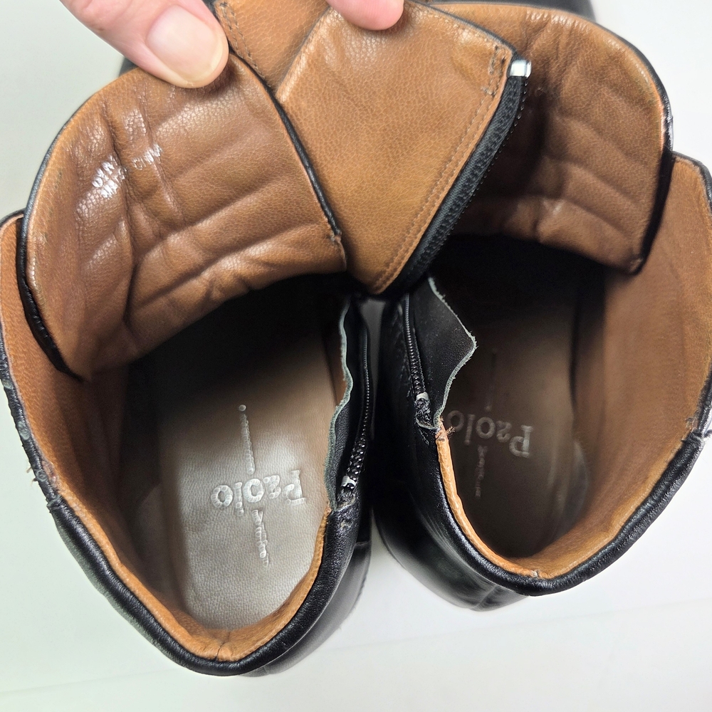 Linea Paolo Felicia Black Leather Hidden Wedge Zip Sneaker Bootie W 8.5 - Picture 12 of 14